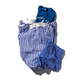 SHIRT FABRIC FOLDING LAUNDRY BASKET / Blue Narrow Stripe