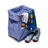 SHIRT FABRIC FOLDING LAUNDRY BASKET / Blue Narrow Stripe