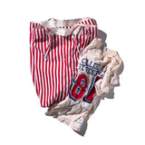 SHIRT FABRIC FOLDING LAUNDRY BASKET / Red Narrow Stripe