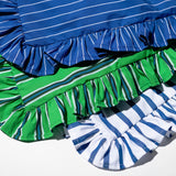 SHIRT FABRIC RUFFLE CUSHION COVER / White Stripe