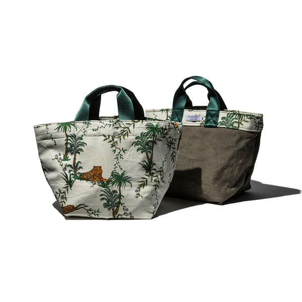 VINTAGE TENT FABRIC W/PRINTED PATTERN BAG / Jungle