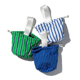 SHIRT FABRIC DRAWSTRING BAG / Green Stripe
