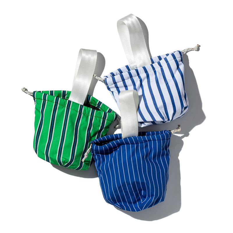 SHIRT FABRIC DRAWSTRING BAG / Green Stripe