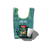 SCHOOL TIE FABRIC SMALL BAG / Green x Light Blue