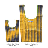 SCHOOL TIE FABRIC SMALL BAG / Navy Blue x White