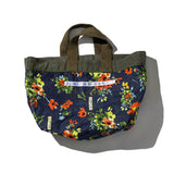 VINTAGE TENT FABRIC TOTE / FLOWER PRINT LINING