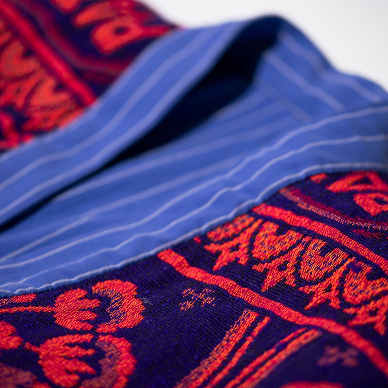 RUG FABRIC REVERSIBLE GOWN / Navy Blue