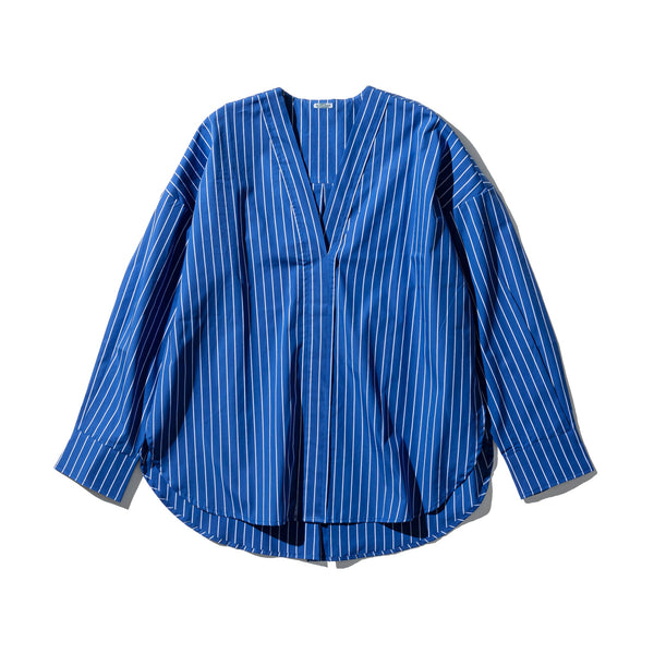 COTTON STRIPE SHIRT / V NECK