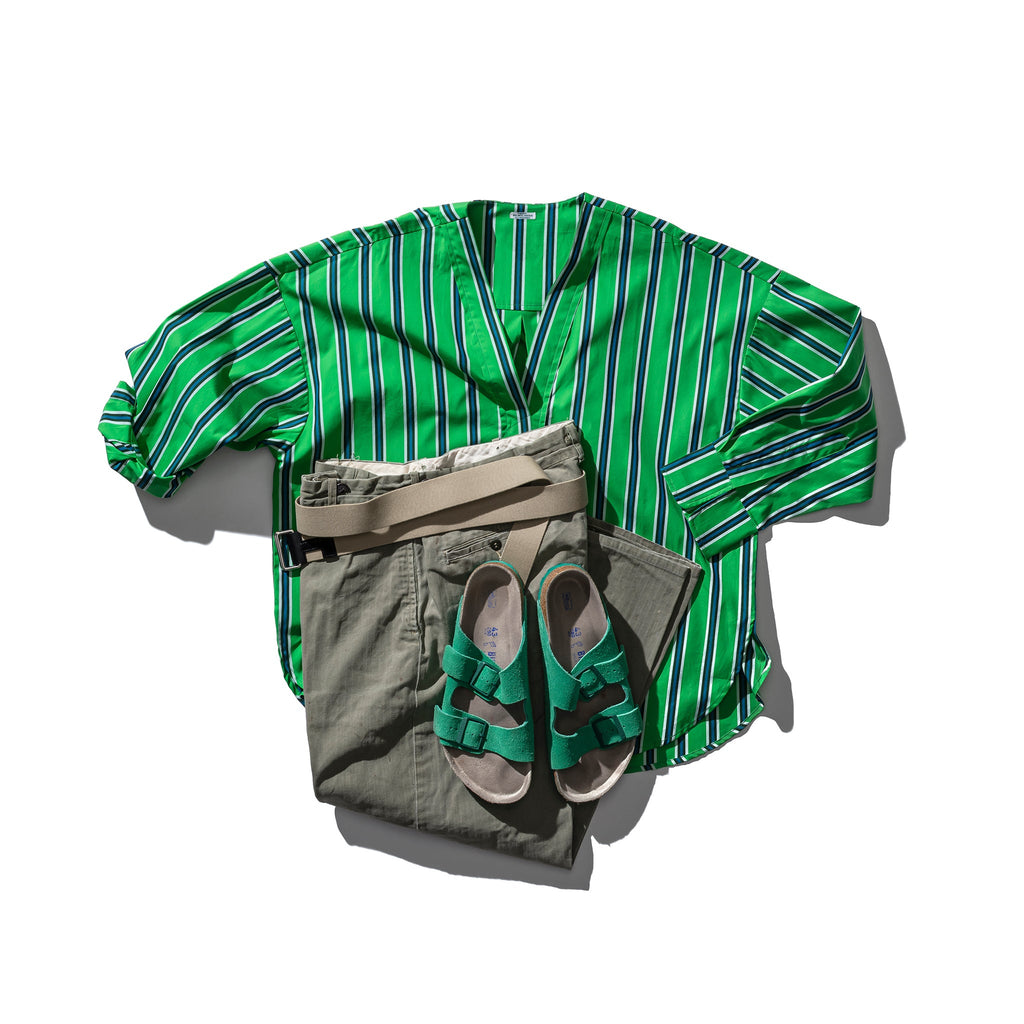 COTTON STRIPE SHIRT / V NECK – PUEBCO EUROPE