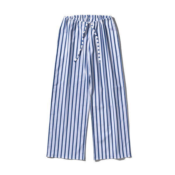 COTTON STRIPE REGULAR PANTS / White