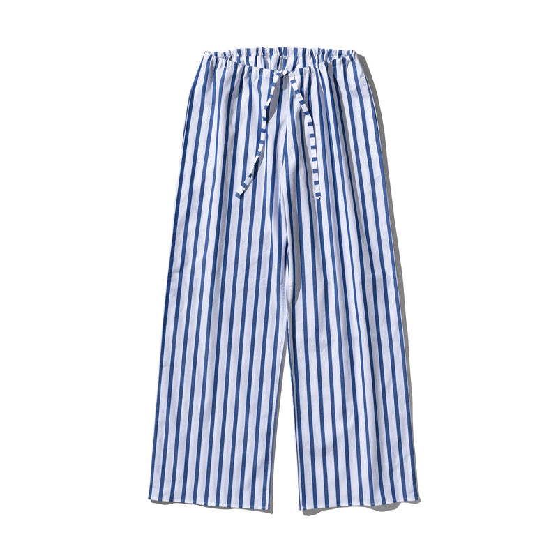 COTTON STRIPE REGULAR PANTS / White