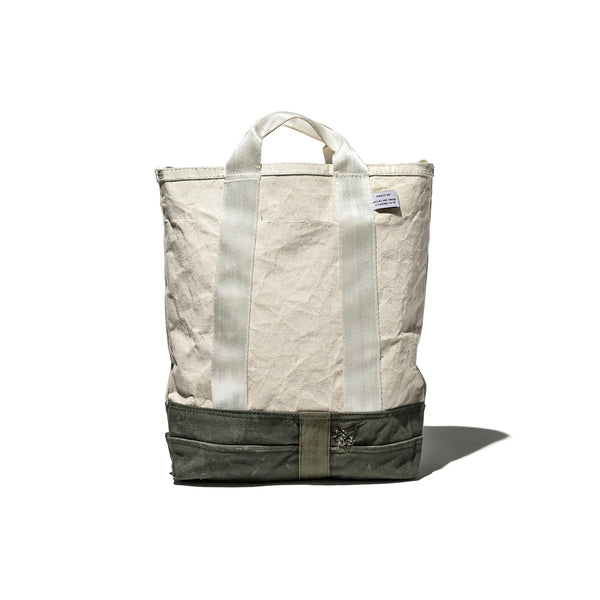 LAMINATED FABRIC x VINTAGE FABRIC BAG / 40 x 35