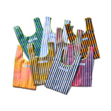 SCHOOL TIE FABRIC SMALL BAG / Dark Green x Pink
