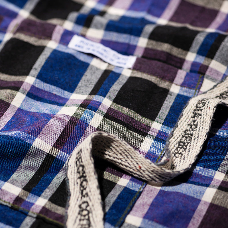 RECYCLE COTTON CHECK APRON / Blue