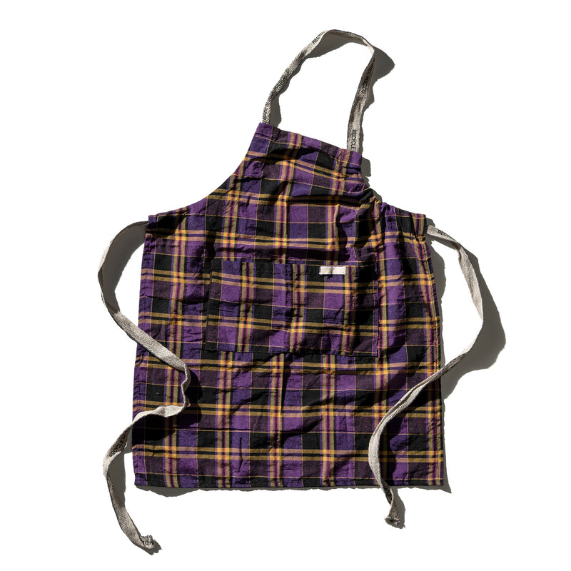 RECYCLE COTTON CHECK APRON / Purple Mix