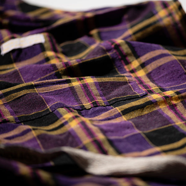 RECYCLE COTTON CHECK APRON / Purple Mix