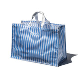 COVERED SCHOOL TIE FABRIC MARKET BAG / Light Blue x White