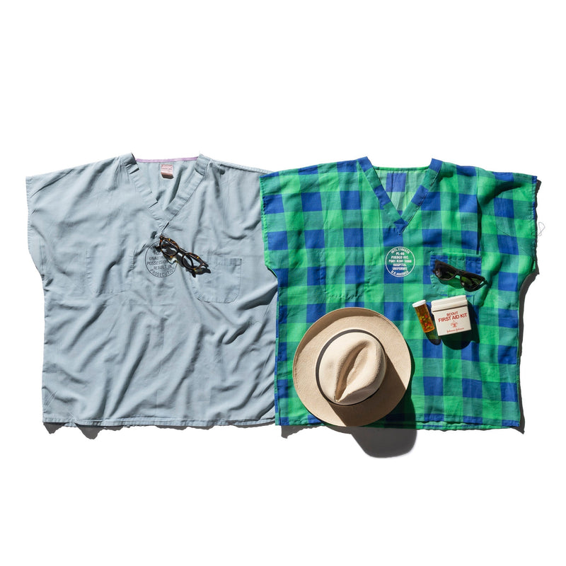 SUNDAY HOSPITAL SHIRT / Green x Blue Check